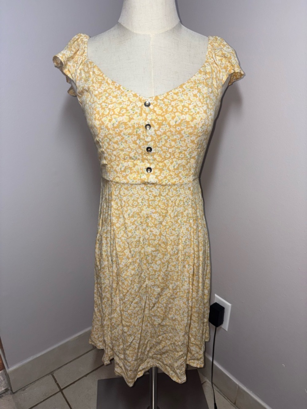 Billabong Forever Yours Woven Smock Floral Mini A-line Dress Coquette Size Small - Picture 2 of 15